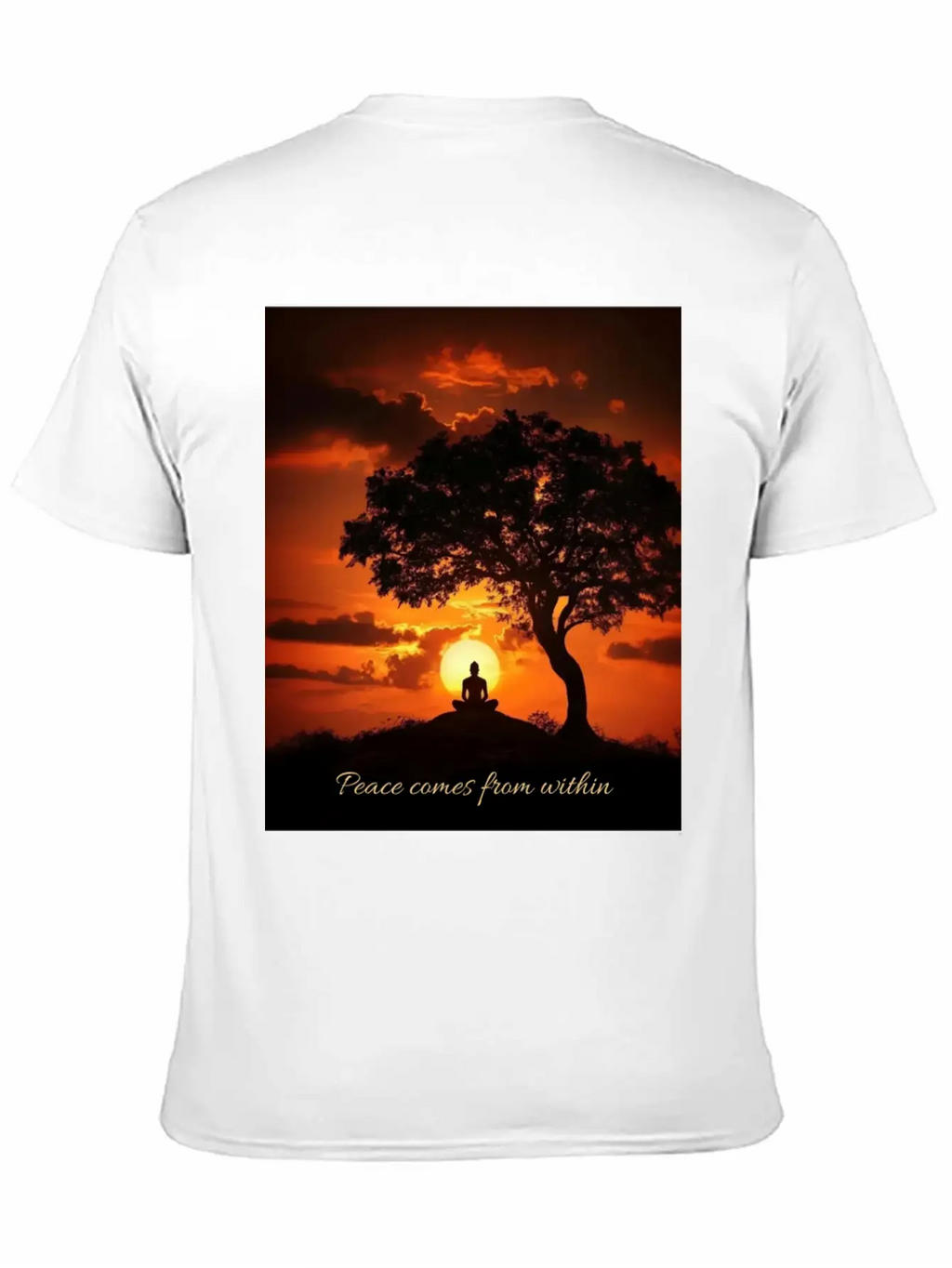 Peaceful Sunset Meditation Stylish Everyday T-Shirt – Unisex Basic Cotton Tee