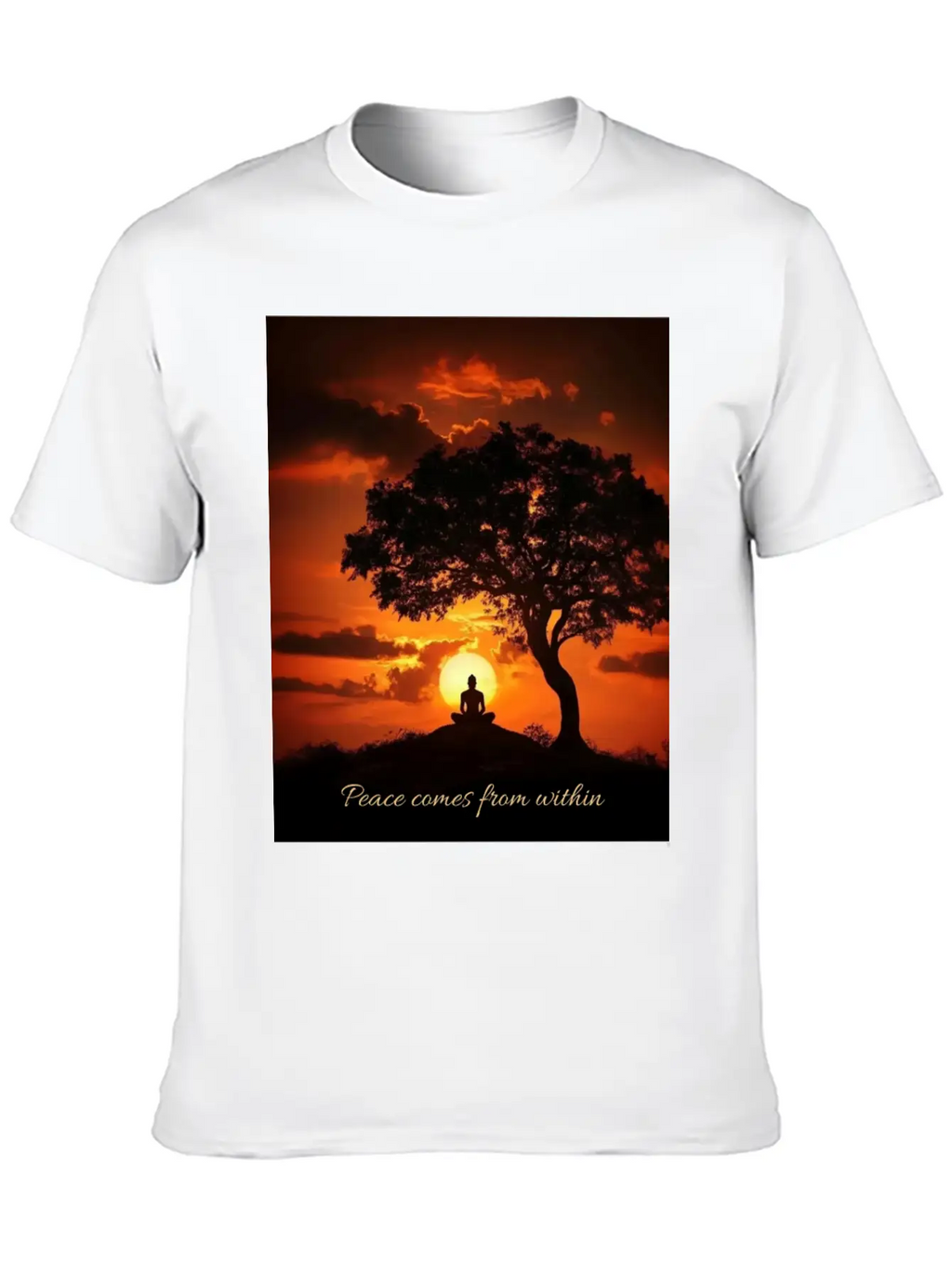 Peaceful Sunset Meditation Stylish Everyday T-Shirt – Unisex Basic Cotton Tee