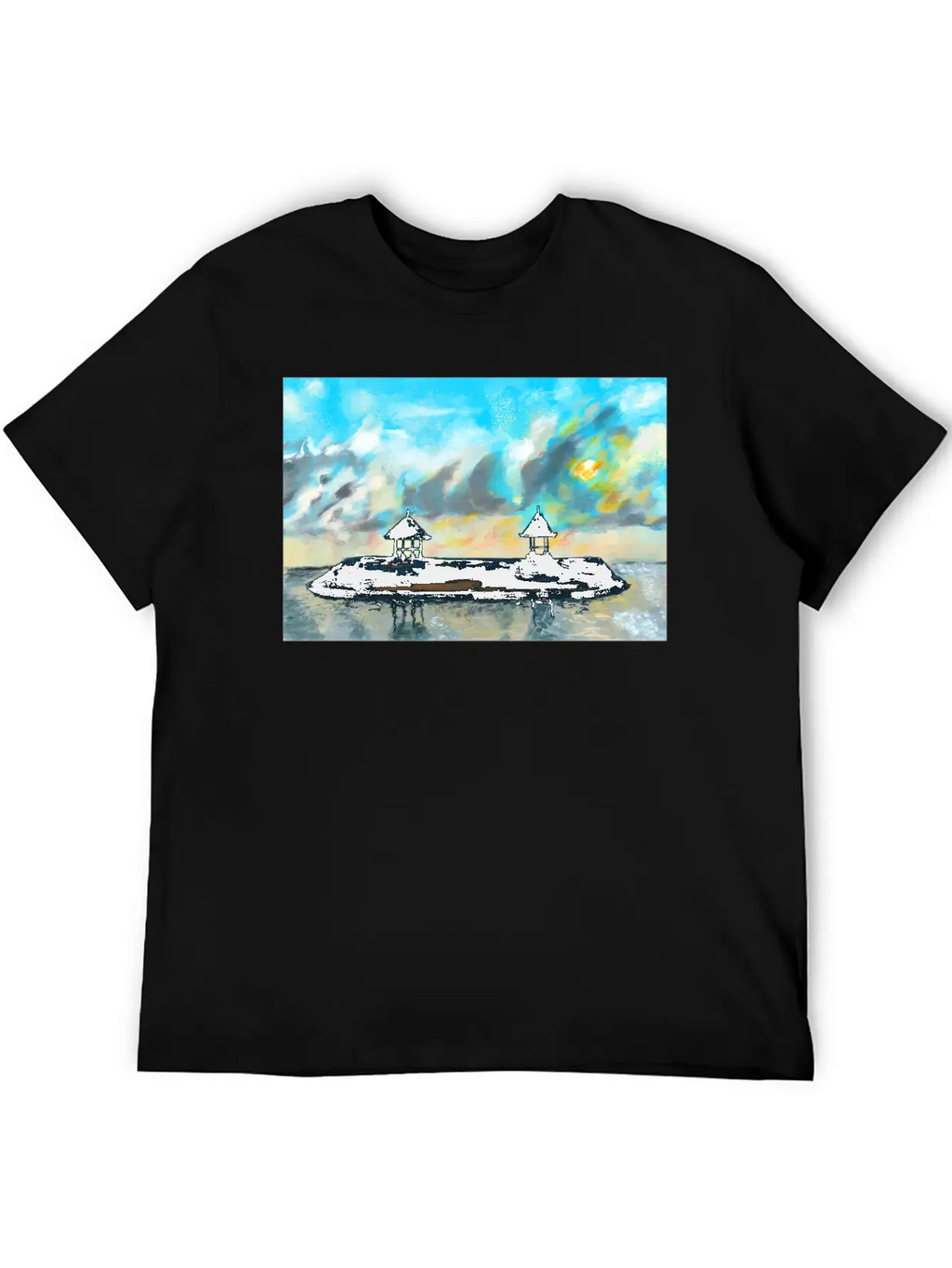 Peaceful Sunset On Beach Scene With Acrylic Breathable Soft Cotton T-Shirt – Timeless Casual Look