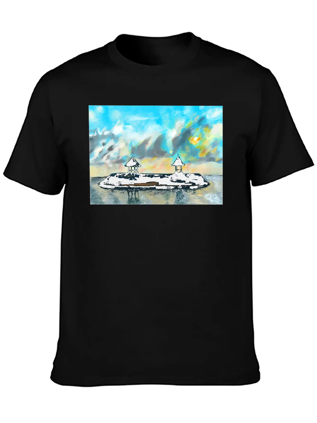 Peaceful Sunset On Beach Scene With Acrylic Breathable Soft Cotton T-Shirt – Timeless Casual Look
