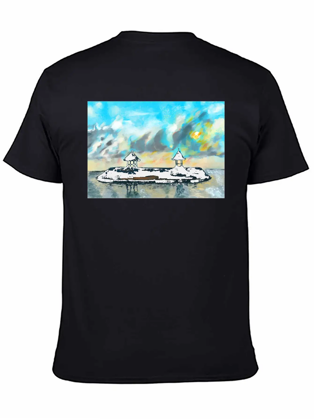 Peaceful Sunset On Beach Scene With Acrylic Breathable Soft Cotton T-Shirt – Timeless Casual Look