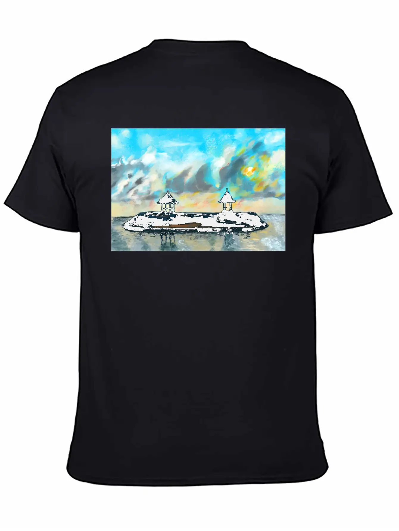 Peaceful Sunset On Beach Scene With Acrylic Breathable Soft Cotton T-Shirt – Timeless Casual Look