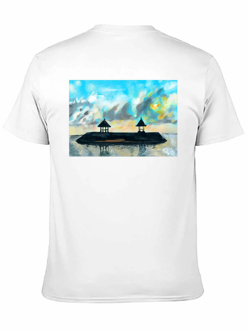 Peaceful Sunset On Beach Scene With Acrylic Breathable Soft Cotton T-Shirt – Timeless Casual Look
