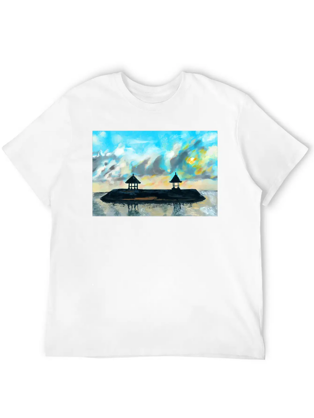 Peaceful Sunset On Beach Scene With Acrylic Breathable Soft Cotton T-Shirt – Timeless Casual Look