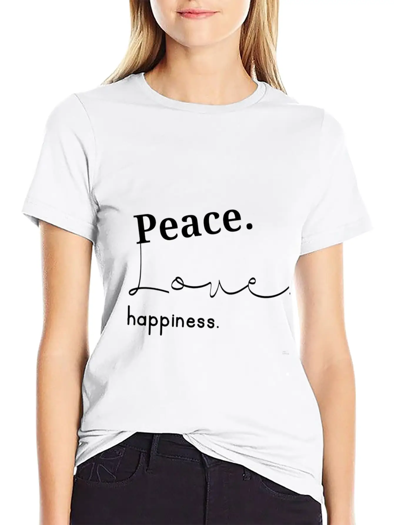 Peace,love And Happiness Breathable Soft Cotton T-Shirt – Timeless Casual Look