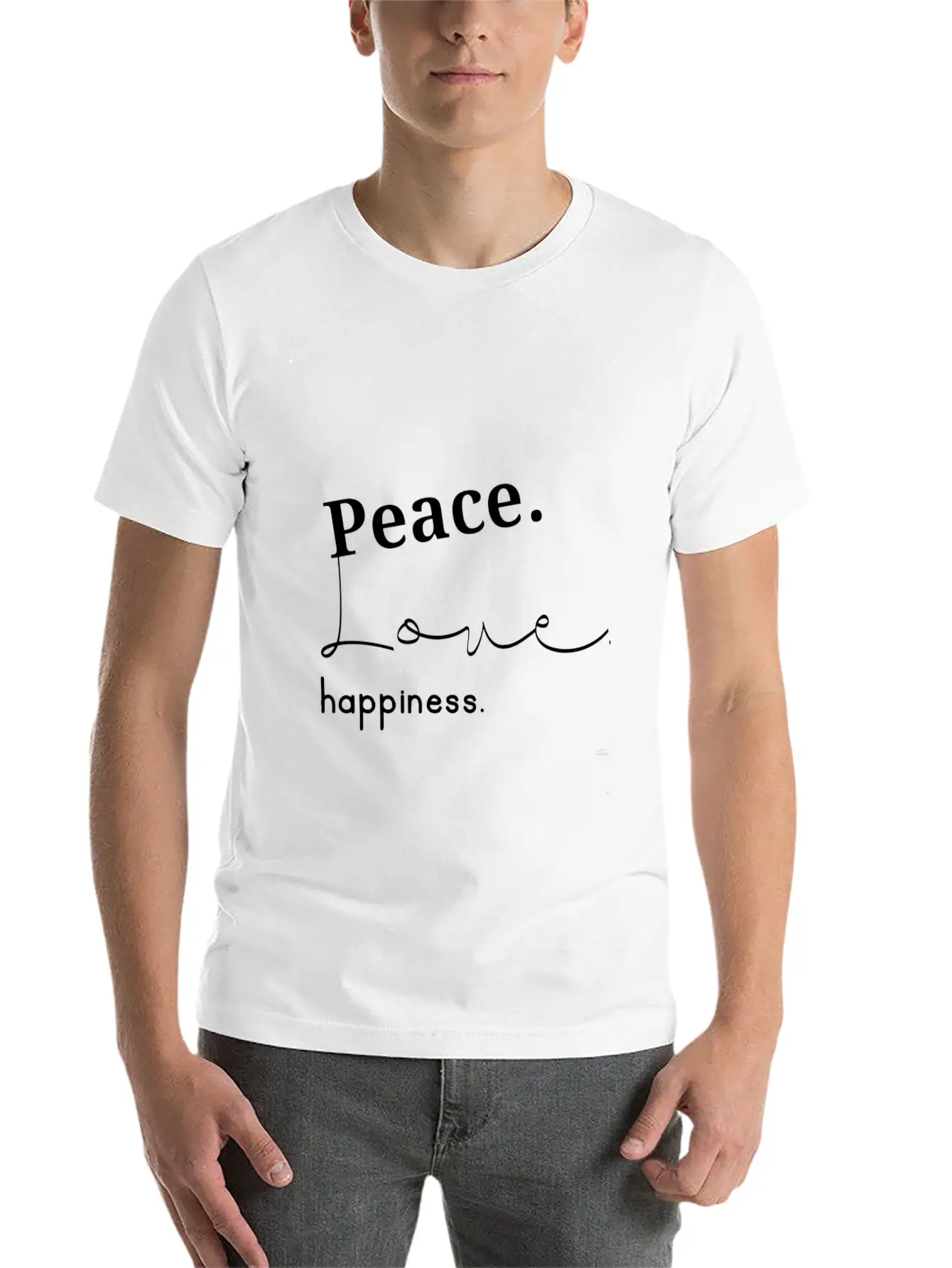 Peace,love And Happiness Breathable Soft Cotton T-Shirt – Timeless Casual Look