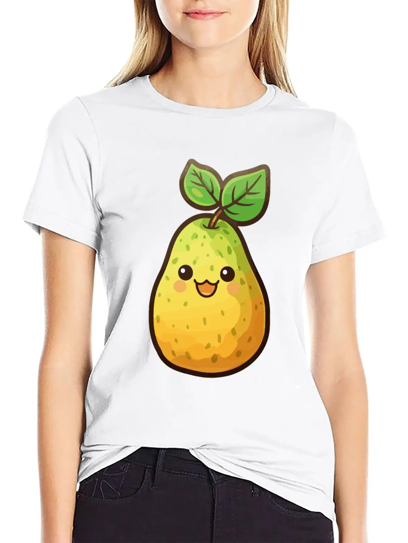 Pear Kawaii Unisex Casual T-Shirt – Clean Design For Daily Comfort