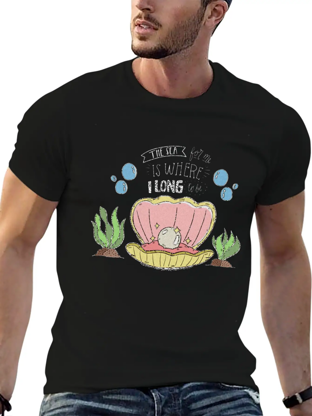 Pearl In A Shell Vector Illustration Unisex Casual T-Shirt – Clean Design For Daily Comfort