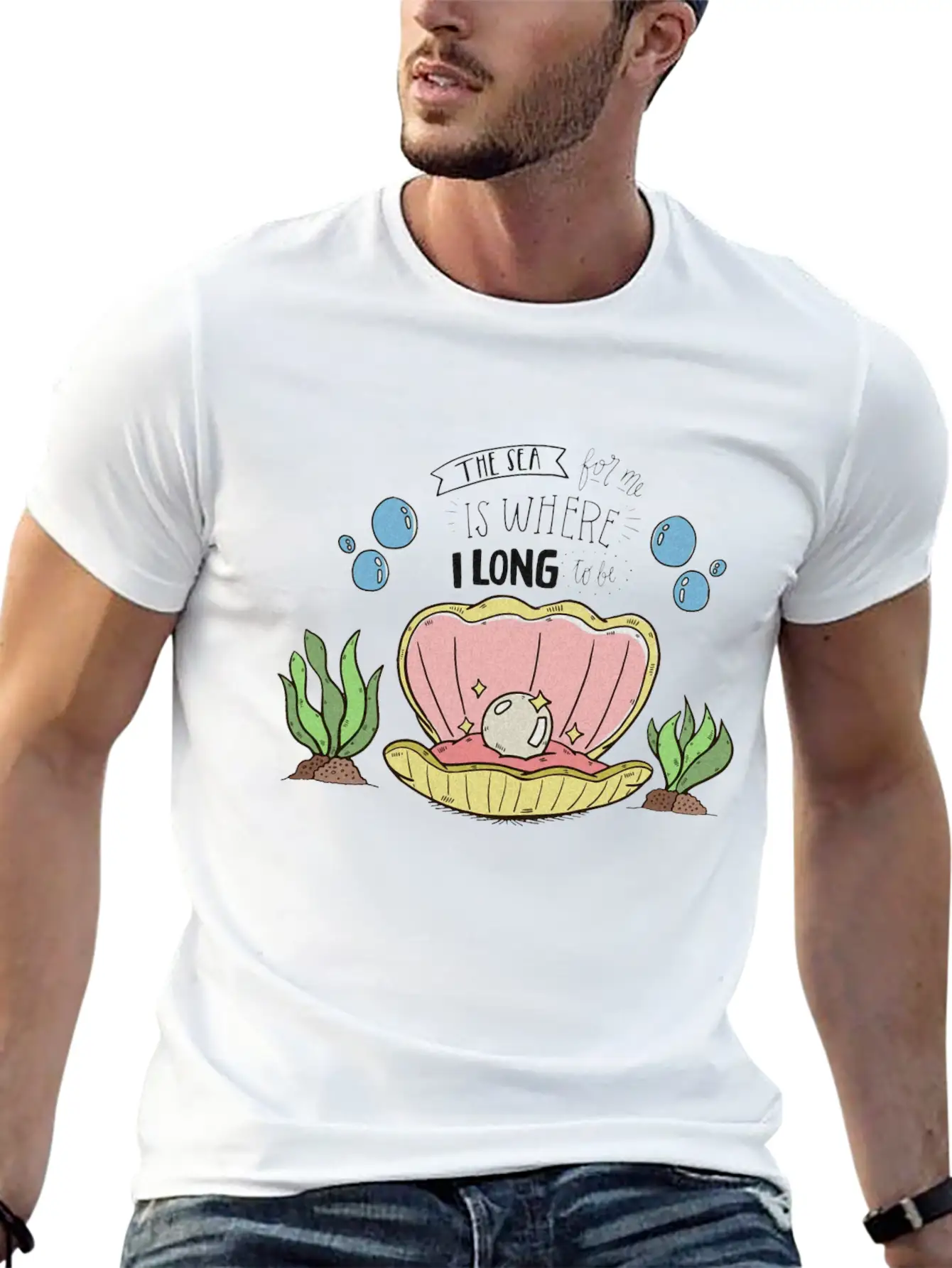 Pearl In A Shell Vector Illustration Unisex Casual T-Shirt – Clean Design For Daily Comfort