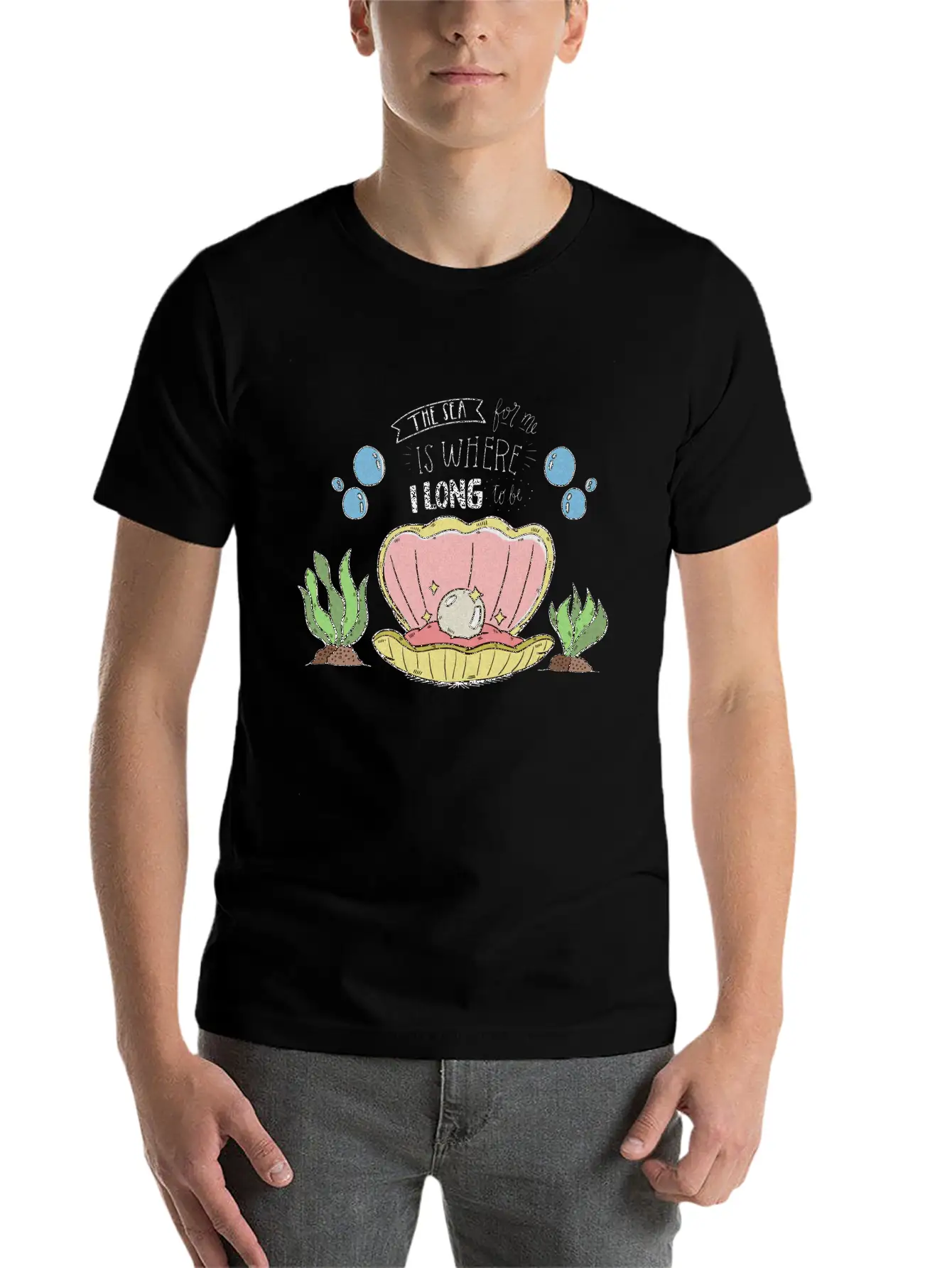 Pearl In A Shell Vector Illustration Unisex Casual T-Shirt – Clean Design For Daily Comfort