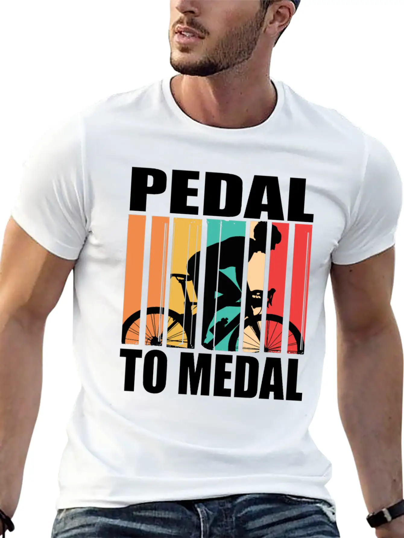 Pedal To Medal Racing Bike Roadbike Racing Bikes Stylish Everyday T-Shirt – Unisex Basic Cotton Tee