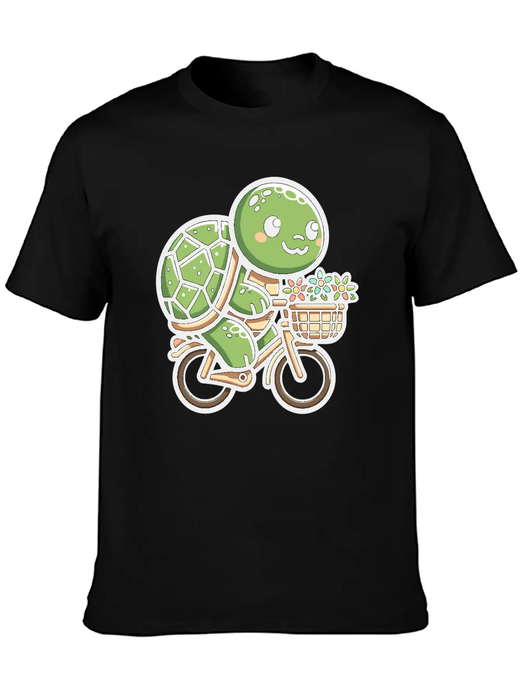 Pedaling Petals: Turtle's Flower Delivery Essential Cotton Tee For Daily Outfits – Unisex Style