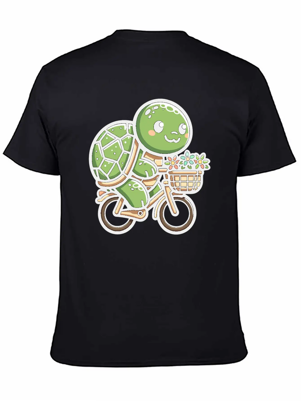 Pedaling Petals: Turtle's Flower Delivery Essential Cotton Tee For Daily Outfits – Unisex Style