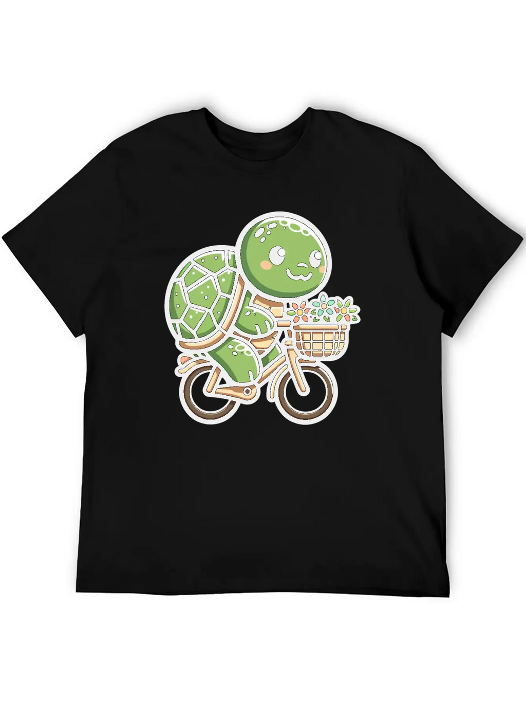 Pedaling Petals: Turtle's Flower Delivery Essential Cotton Tee For Daily Outfits – Unisex Style