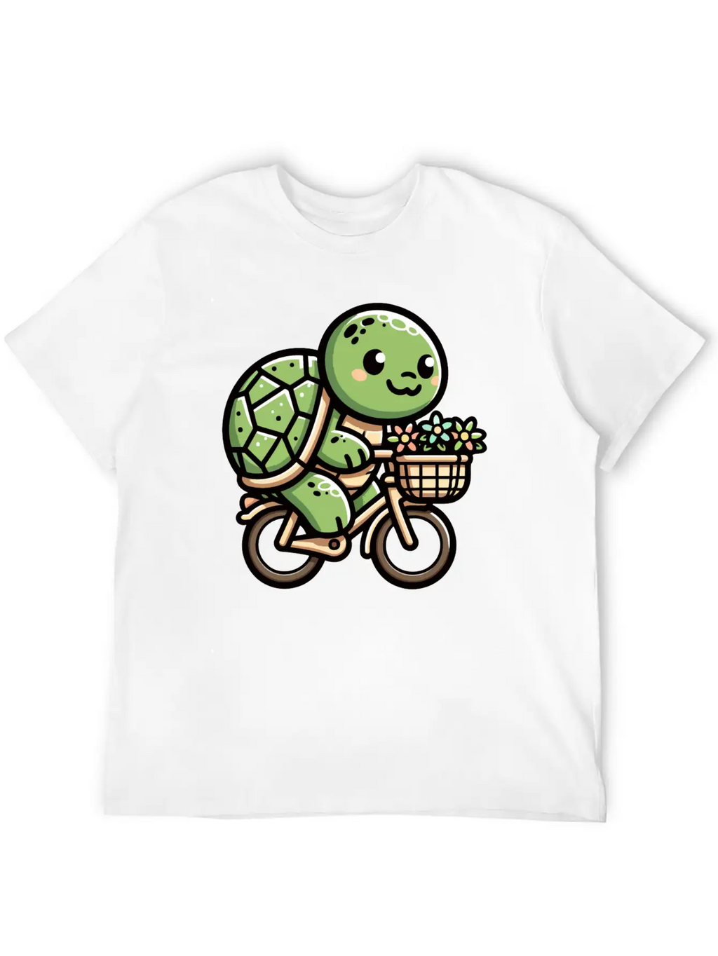 Pedaling Petals: Turtle's Flower Delivery Essential Cotton Tee For Daily Outfits – Unisex Style
