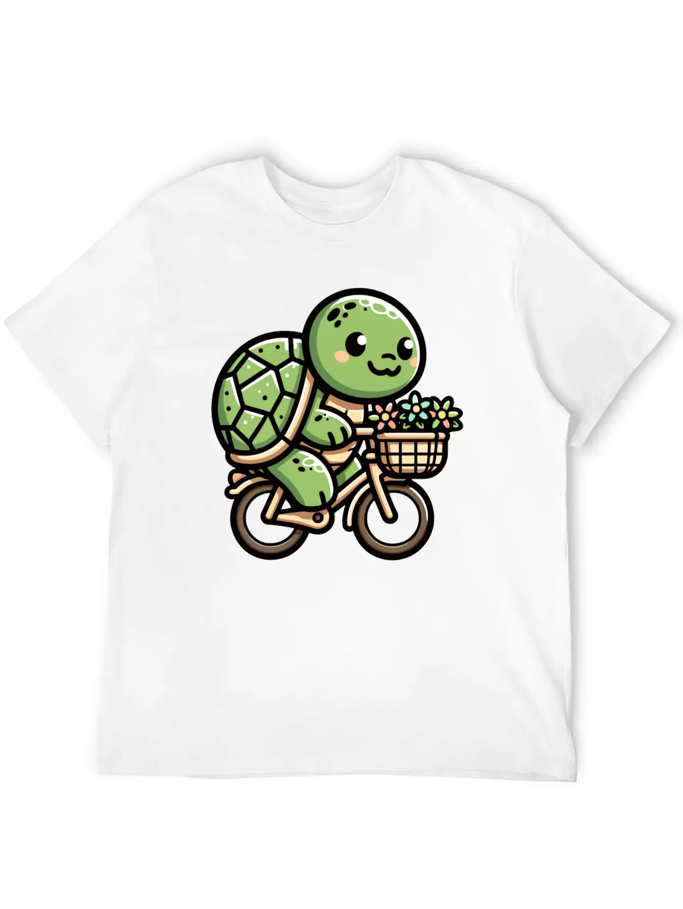Pedaling Petals: Turtle's Flower Delivery Essential Cotton Tee For Daily Outfits – Unisex Style