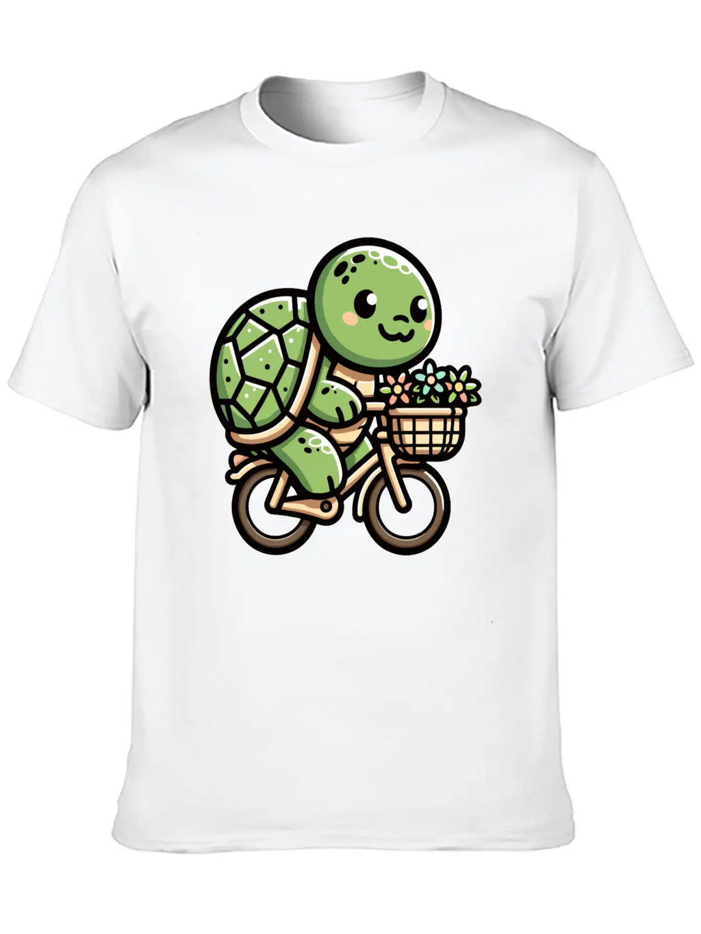 Pedaling Petals: Turtle's Flower Delivery Essential Cotton Tee For Daily Outfits – Unisex Style