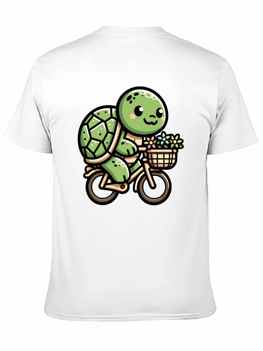 Pedaling Petals: Turtle's Flower Delivery Essential Cotton Tee For Daily Outfits – Unisex Style