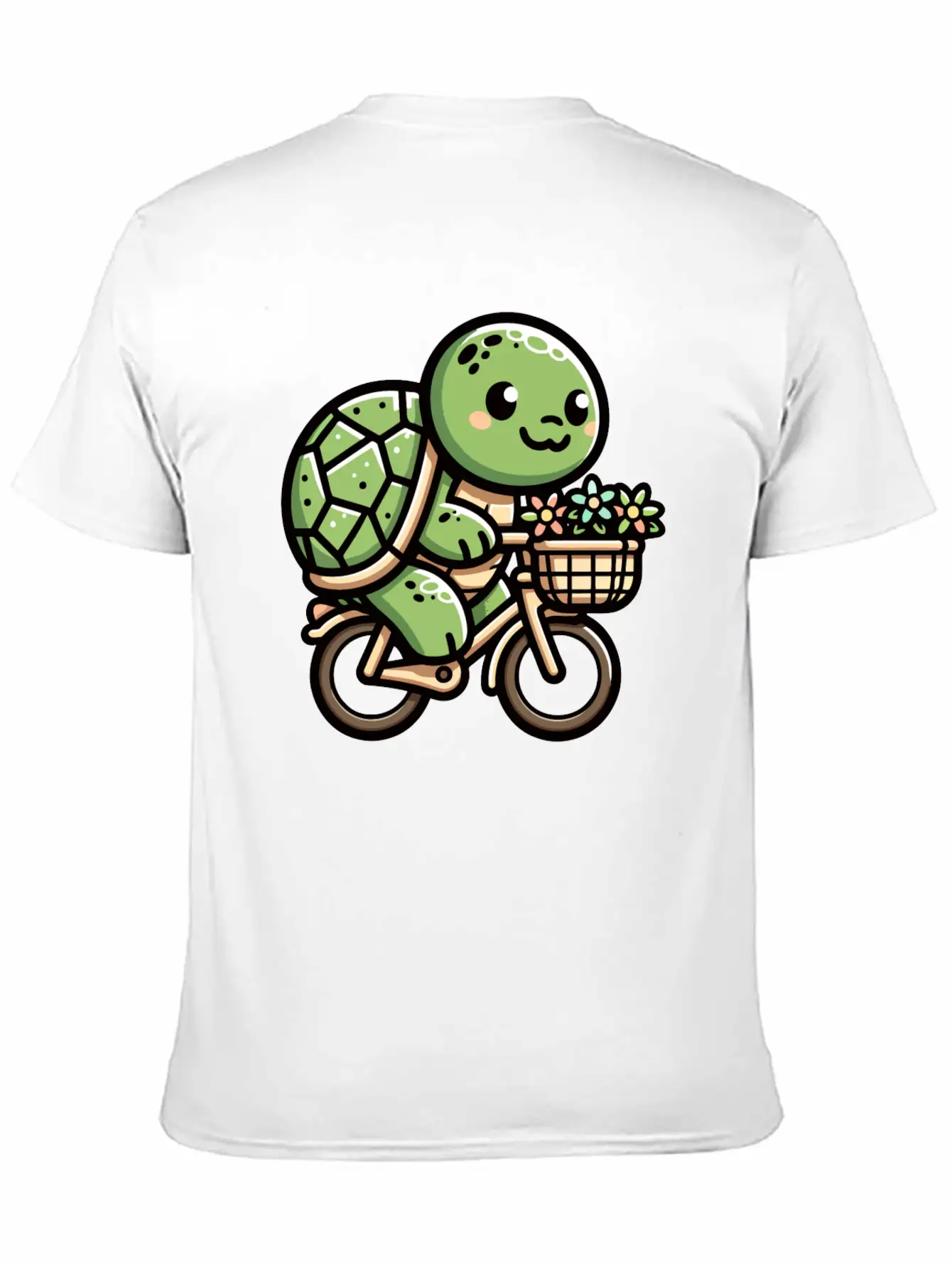 Pedaling Petals: Turtle's Flower Delivery Essential Cotton Tee For Daily Outfits – Unisex Style
