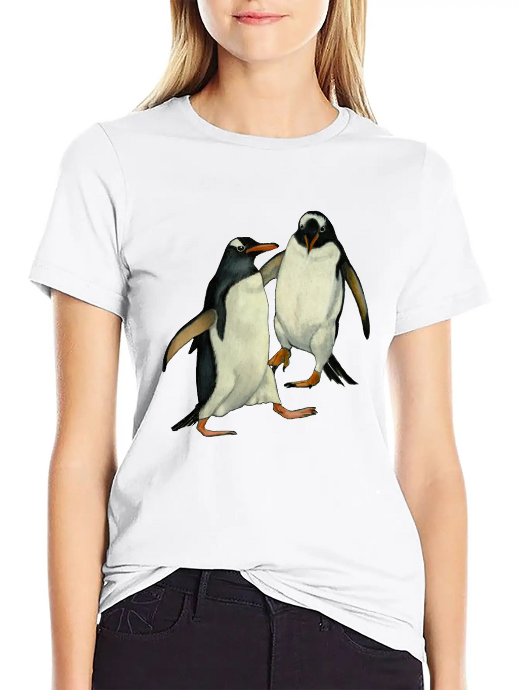 Penguin Couple Dancing Wildlife Art Essential Cotton Tee For Daily Outfits – Unisex Style