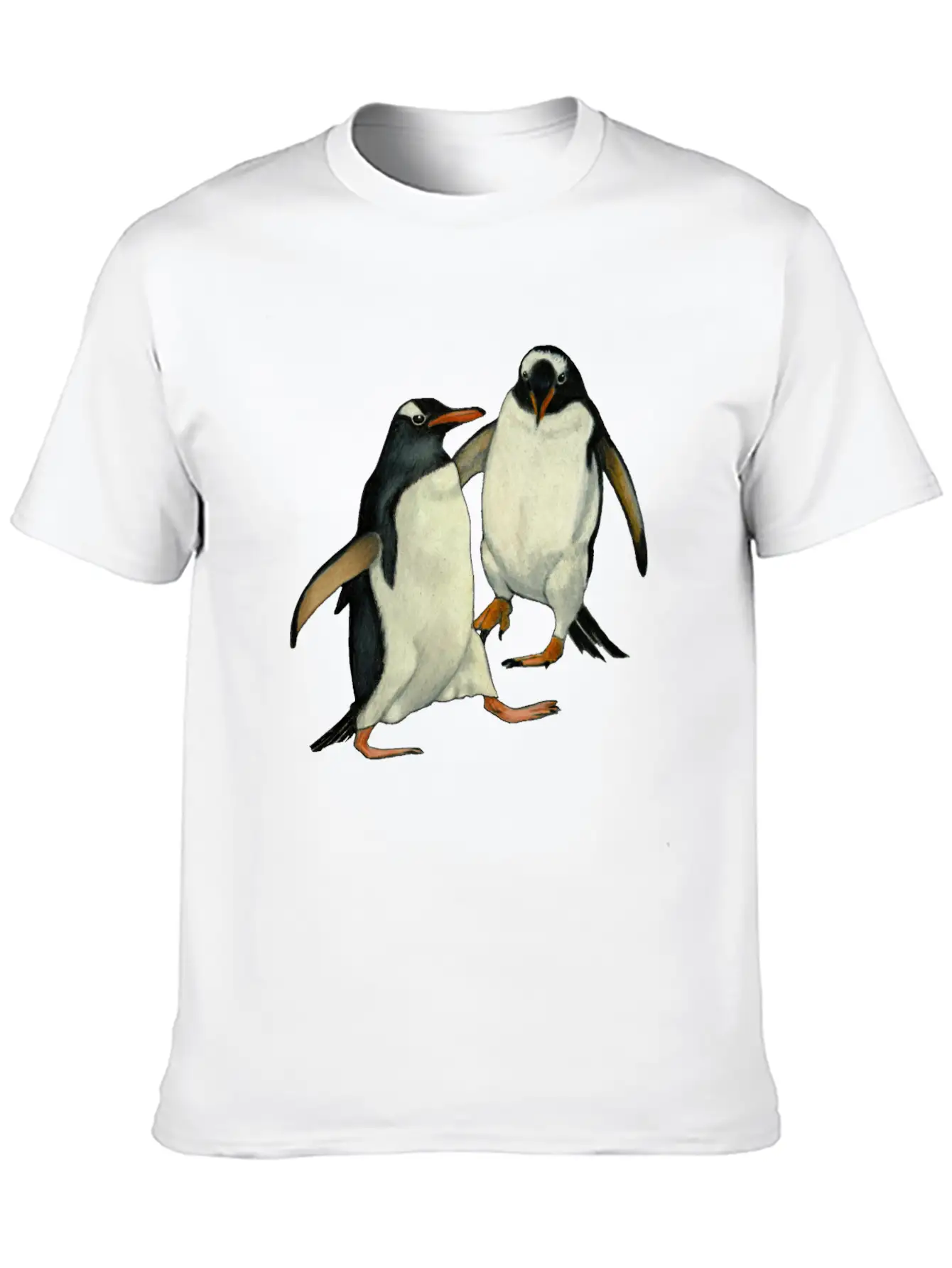 Penguin Couple Dancing Wildlife Art Essential Cotton Tee For Daily Outfits – Unisex Style