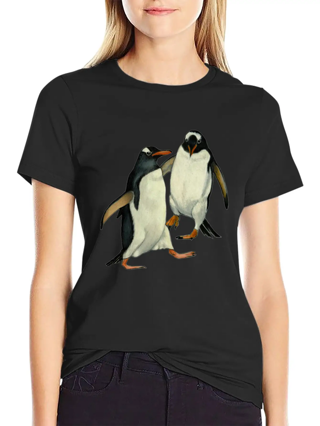 Penguin Couple Dancing Wildlife Art Essential Cotton Tee For Daily Outfits – Unisex Style