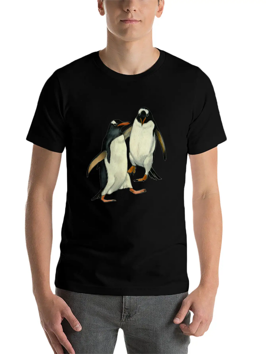 Penguin Couple Dancing Wildlife Art Essential Cotton Tee For Daily Outfits – Unisex Style