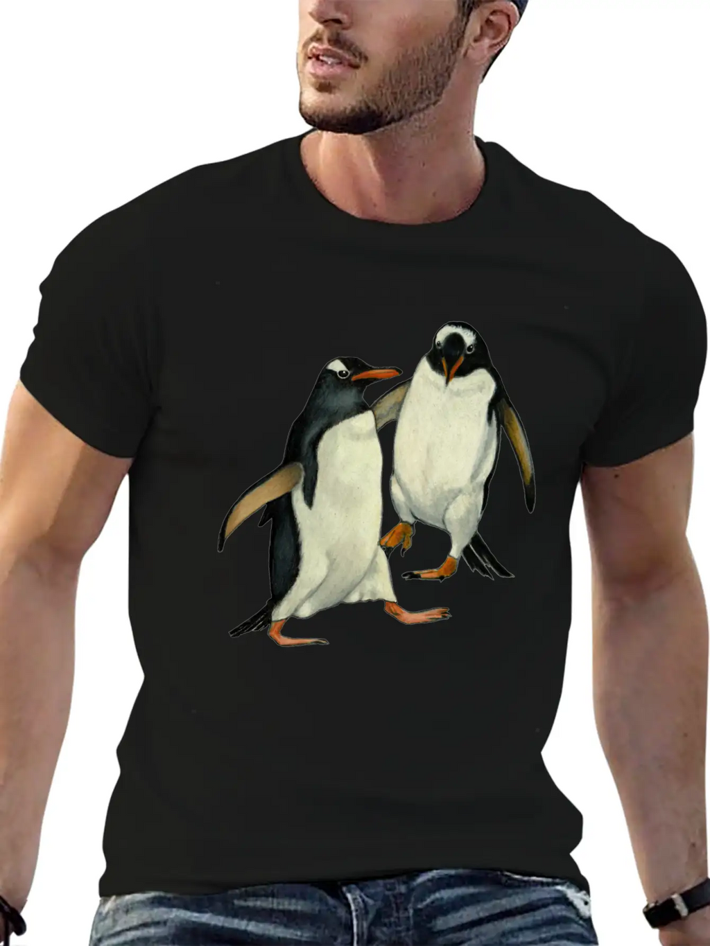 Penguin Couple Dancing Wildlife Art Essential Cotton Tee For Daily Outfits – Unisex Style