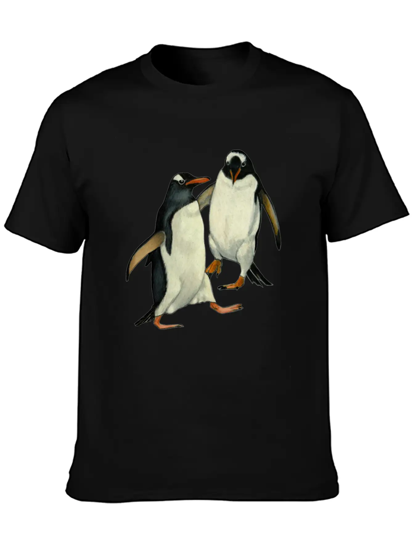 Penguin Couple Dancing Wildlife Art Essential Cotton Tee For Daily Outfits – Unisex Style