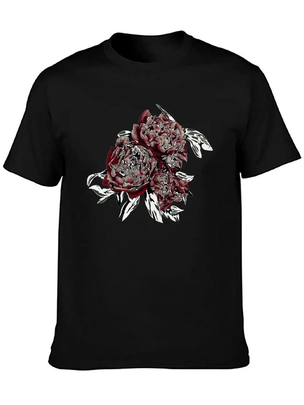 Peonies In The Dark Stylish Everyday T-Shirt – Unisex Basic Cotton Tee