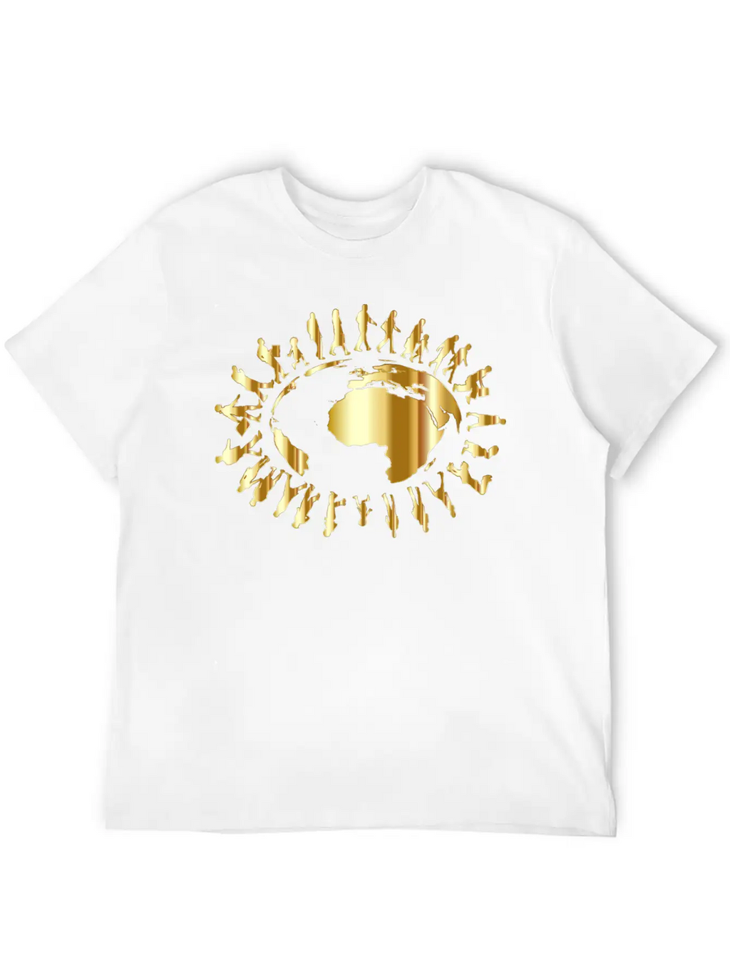 People Circling Around The Earth Gold Essential Cotton Tee For Daily Outfits – Unisex Style