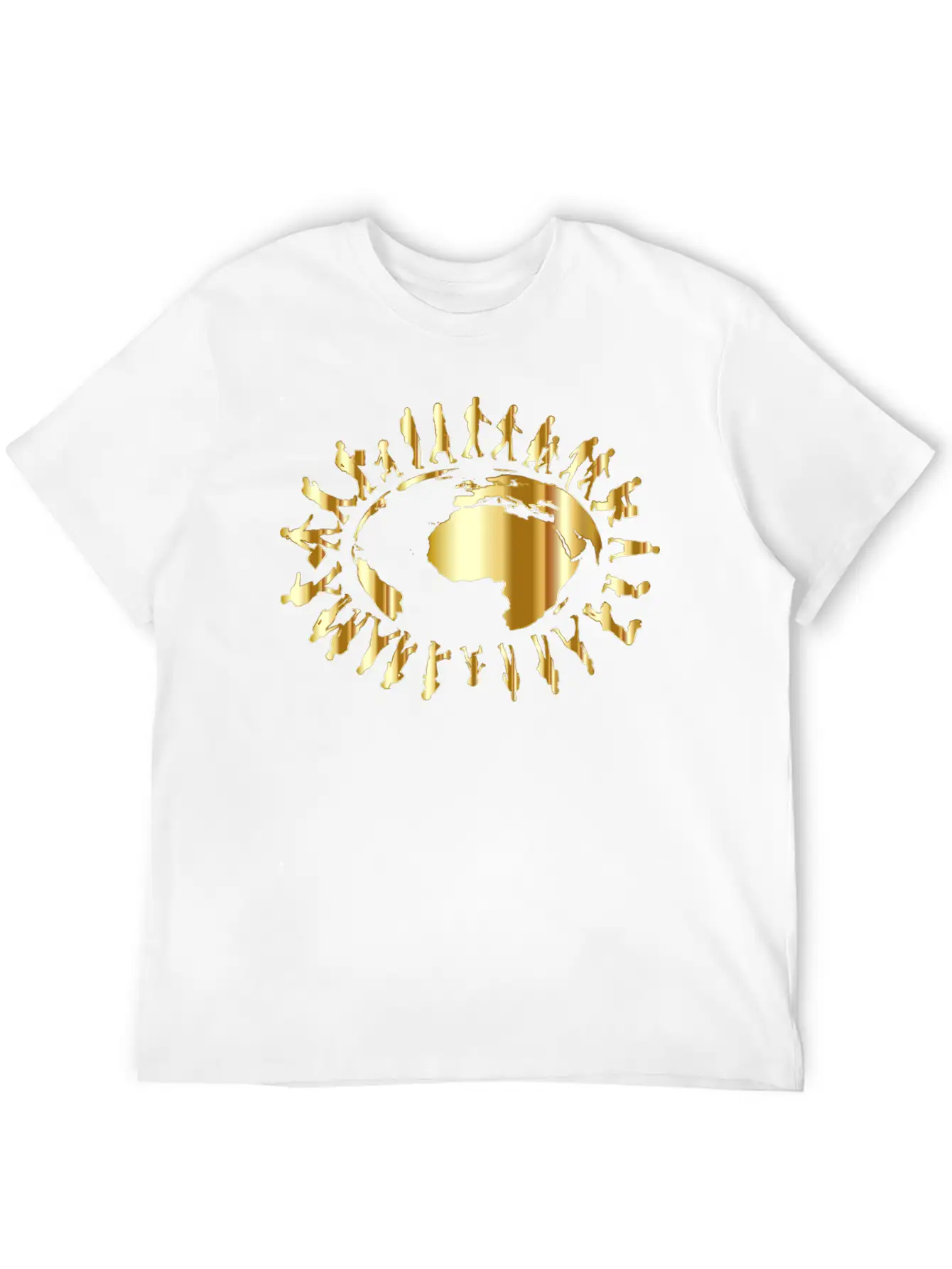 People Circling Around The Earth Gold Essential Cotton Tee For Daily Outfits – Unisex Style
