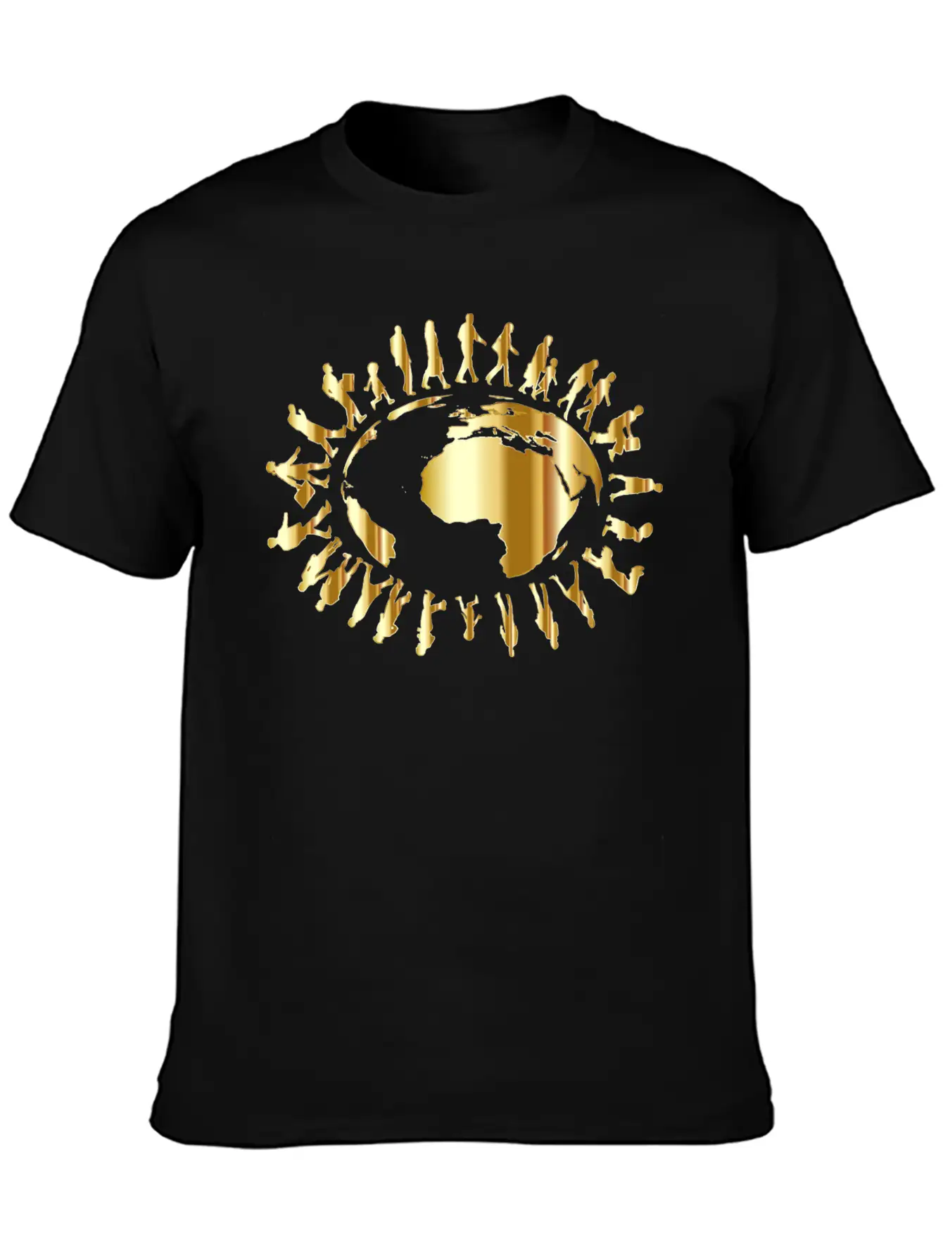 People Circling Around The Earth Gold Essential Cotton Tee For Daily Outfits – Unisex Style