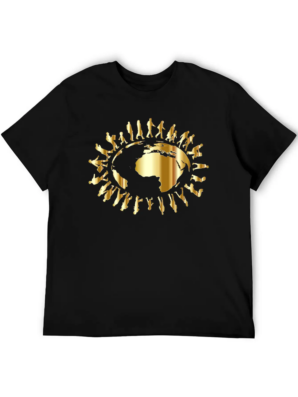 People Circling Around The Earth Gold Essential Cotton Tee For Daily Outfits – Unisex Style