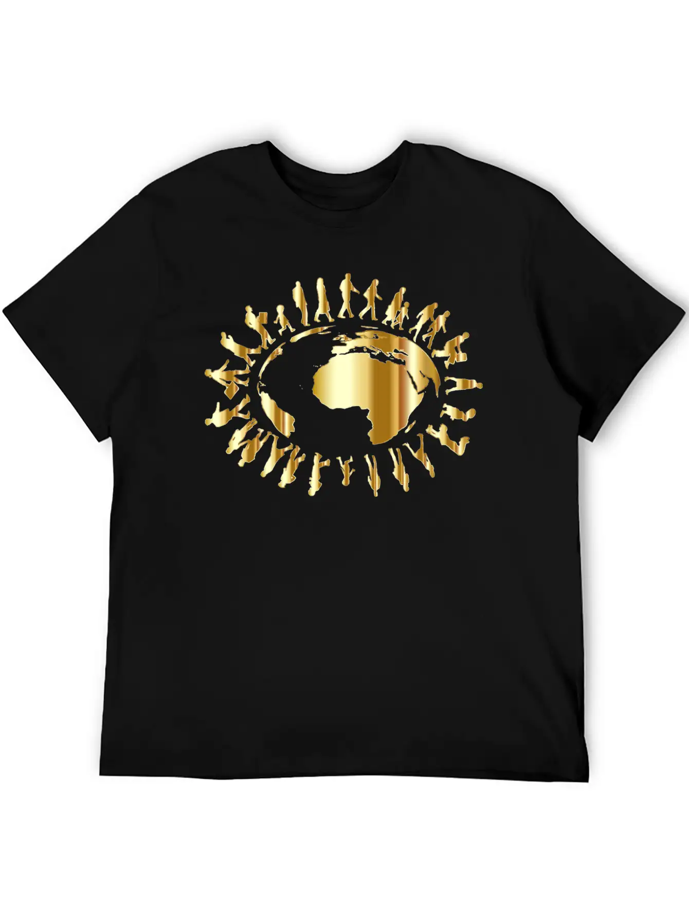 People Circling Around The Earth Gold Essential Cotton Tee For Daily Outfits – Unisex Style
