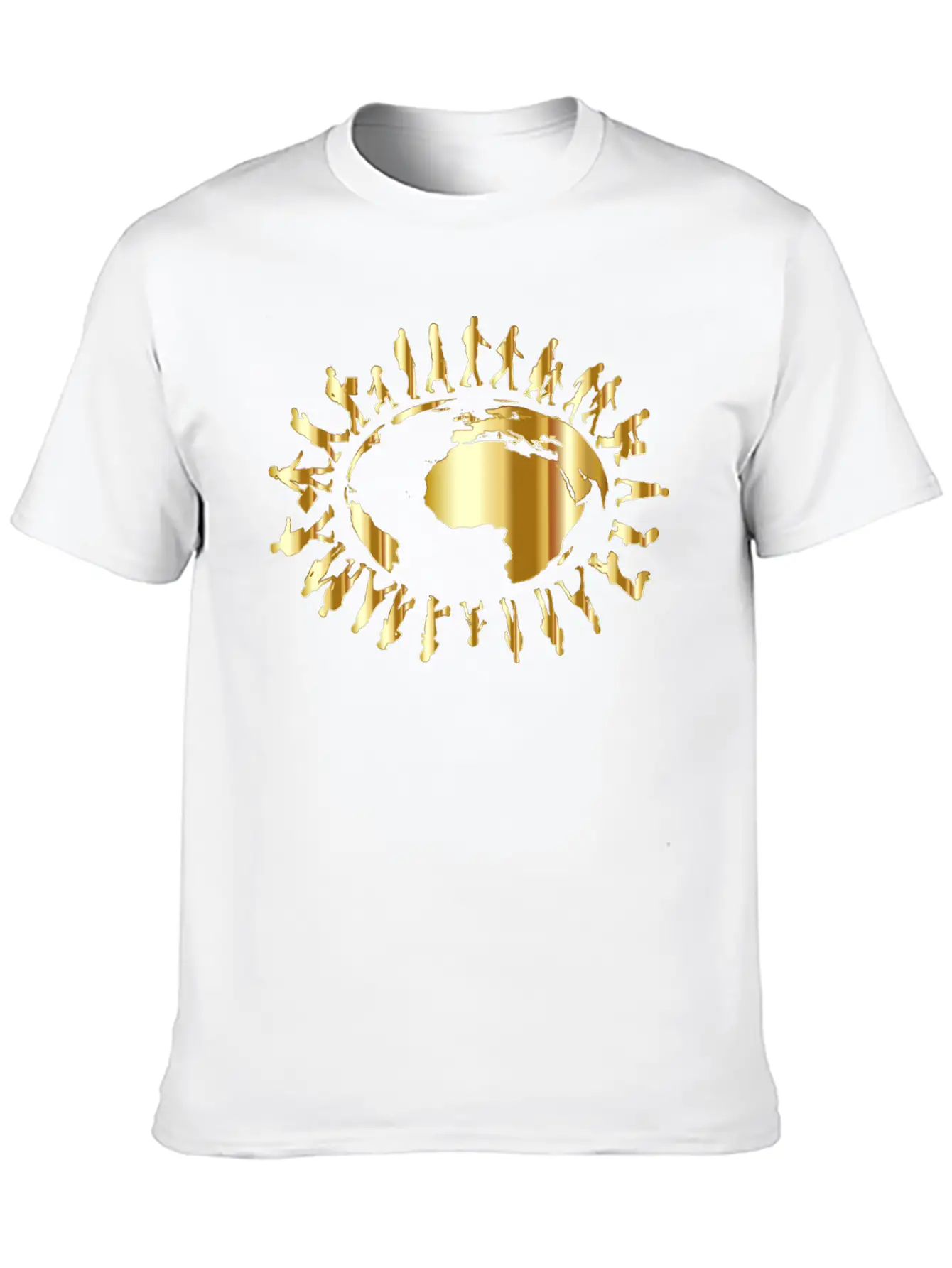 People Circling Around The Earth Gold Essential Cotton Tee For Daily Outfits – Unisex Style