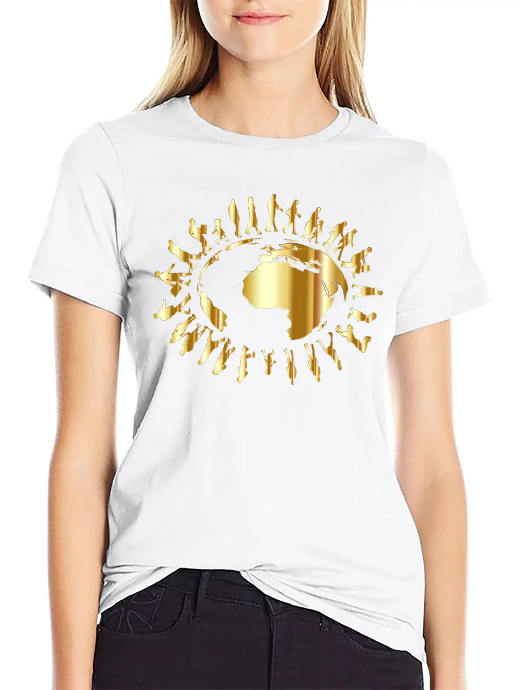 People Circling Around The Earth Gold Essential Cotton Tee For Daily Outfits – Unisex Style