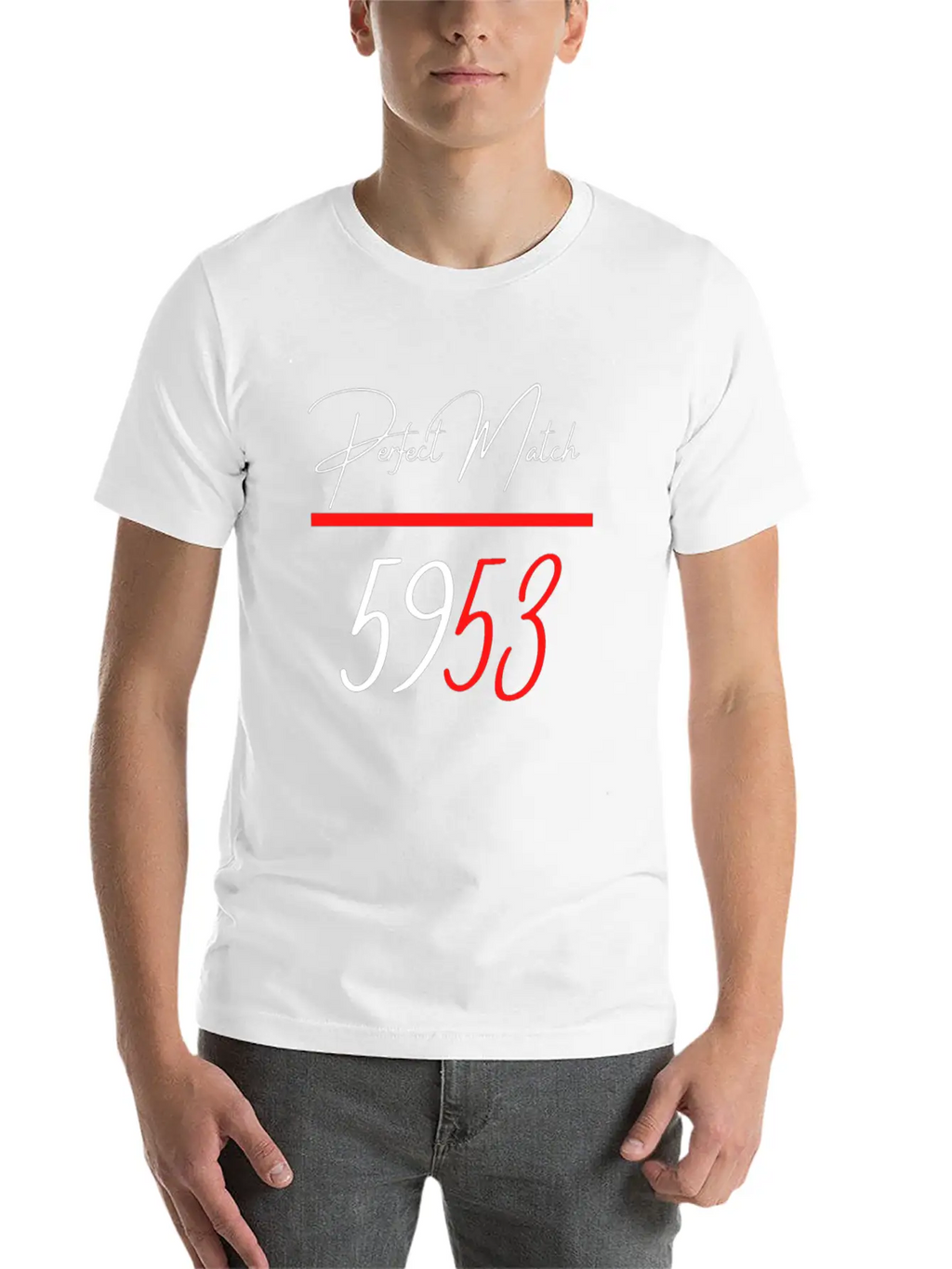 Perfect Match 5953 Red Line Unisex Short Sleeve Soft Cotton T-Shirt – Casual Everyday Wear