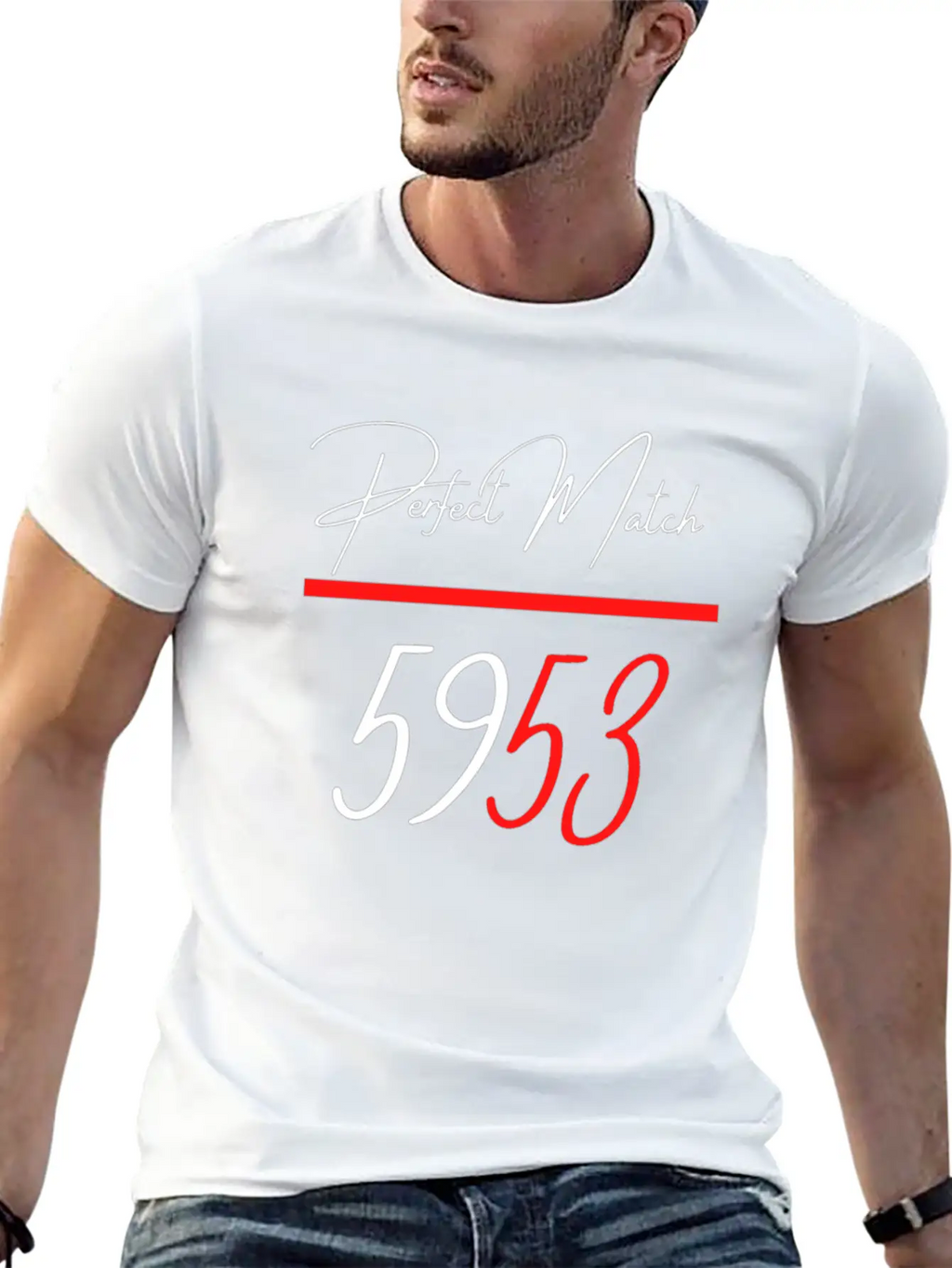 Perfect Match 5953 Red Line Unisex Short Sleeve Soft Cotton T-Shirt – Casual Everyday Wear