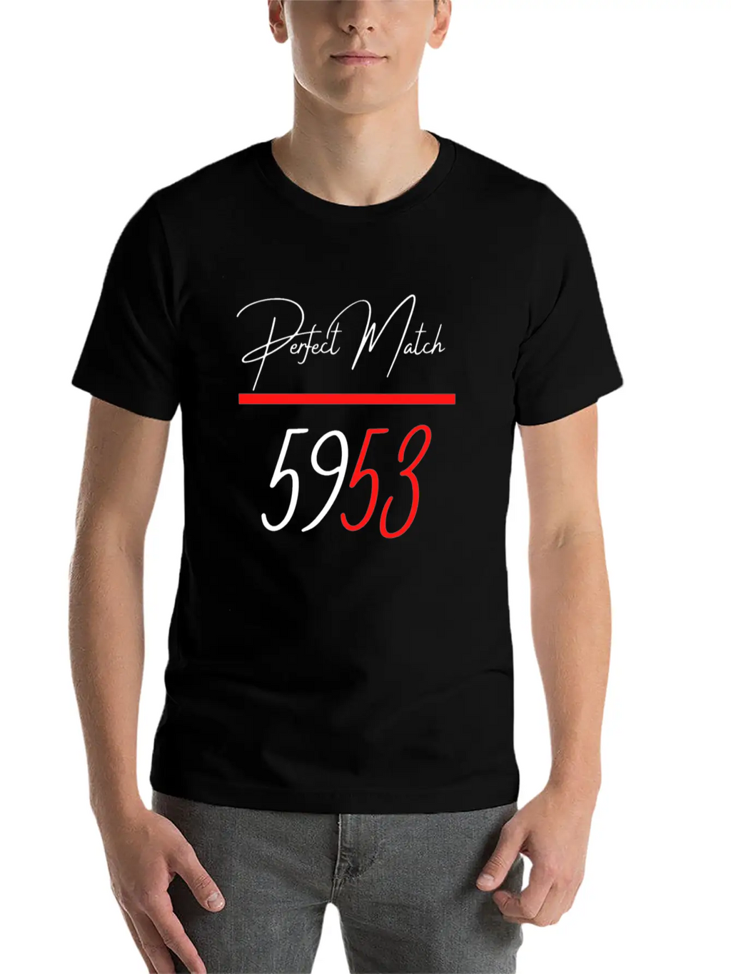 Perfect Match 5953 Red Line Unisex Short Sleeve Soft Cotton T-Shirt – Casual Everyday Wear