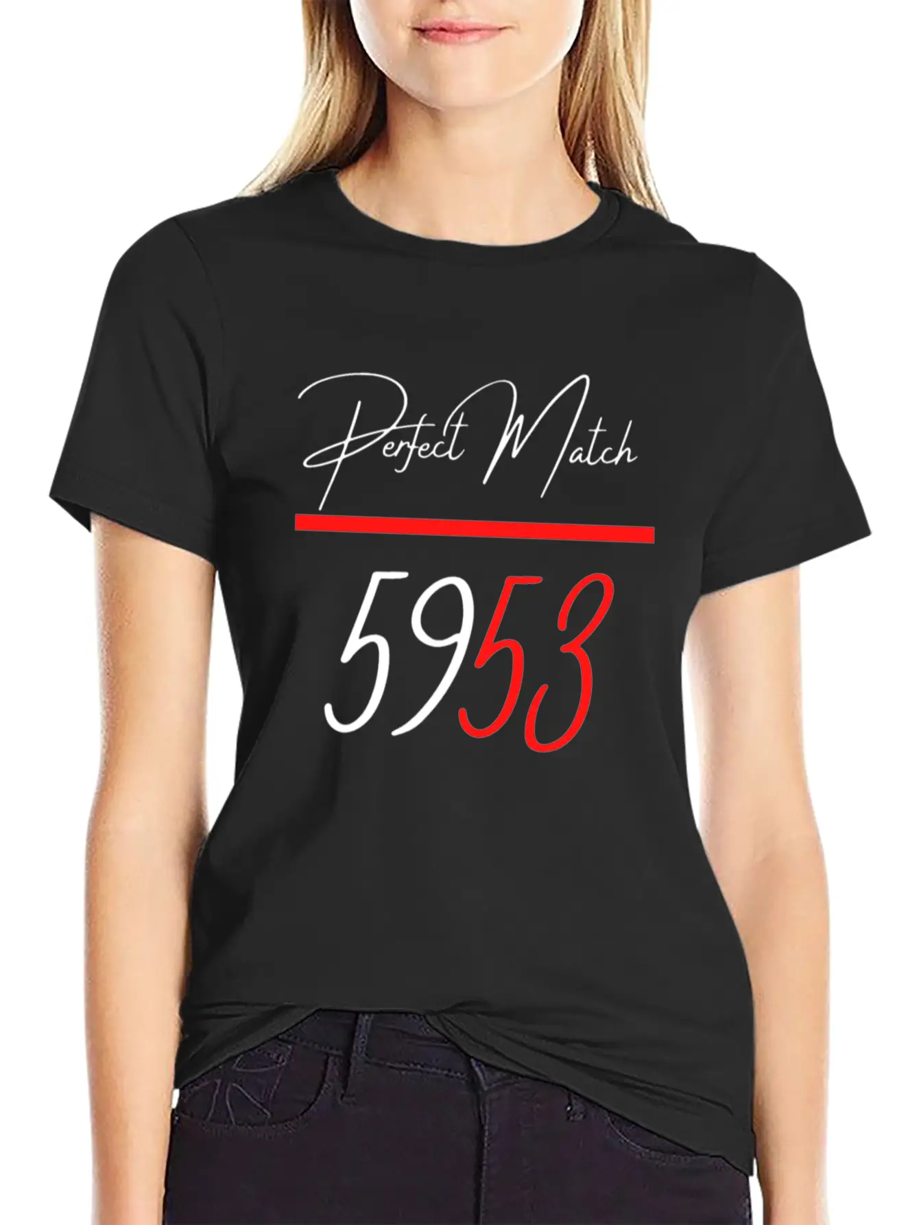 Perfect Match 5953 Red Line Unisex Short Sleeve Soft Cotton T-Shirt – Casual Everyday Wear