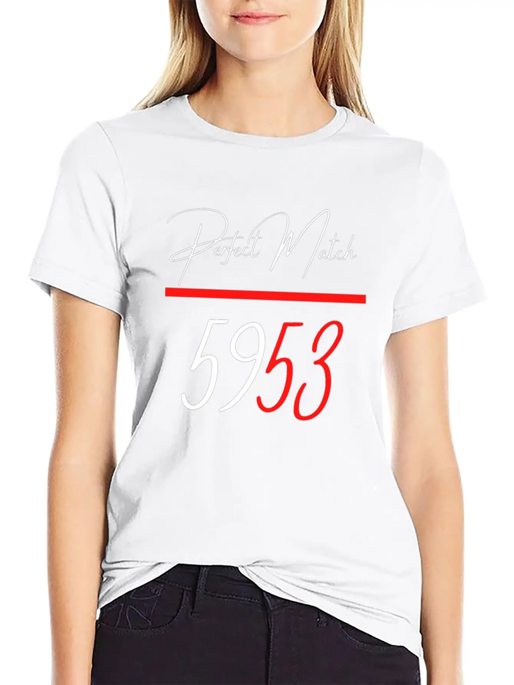 Perfect Match 5953 Red Line Unisex Short Sleeve Soft Cotton T-Shirt – Casual Everyday Wear