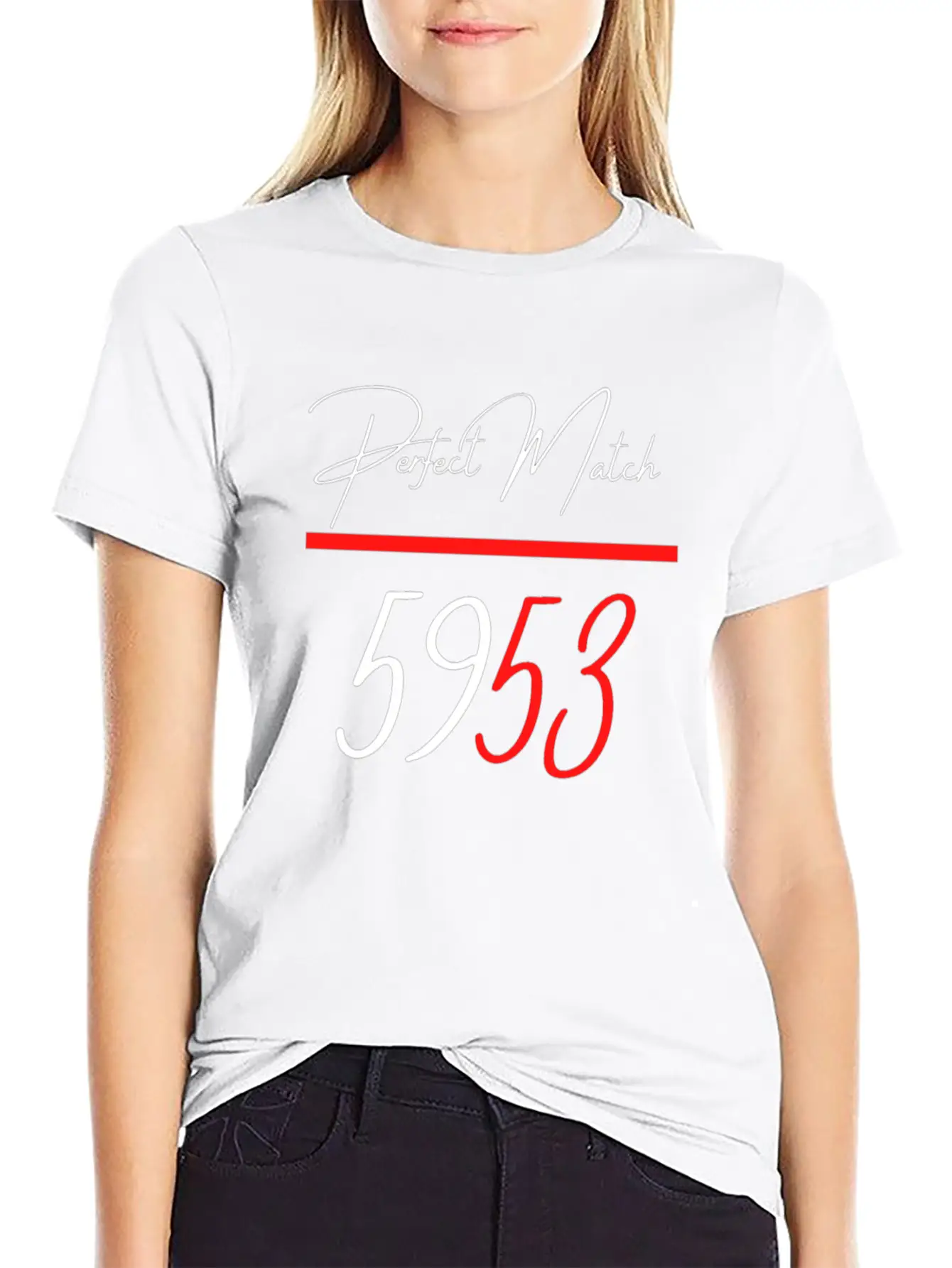 Perfect Match 5953 Red Line Unisex Short Sleeve Soft Cotton T-Shirt – Casual Everyday Wear