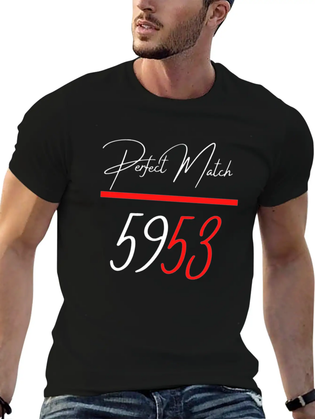 Perfect Match 5953 Red Line Unisex Short Sleeve Soft Cotton T-Shirt – Casual Everyday Wear