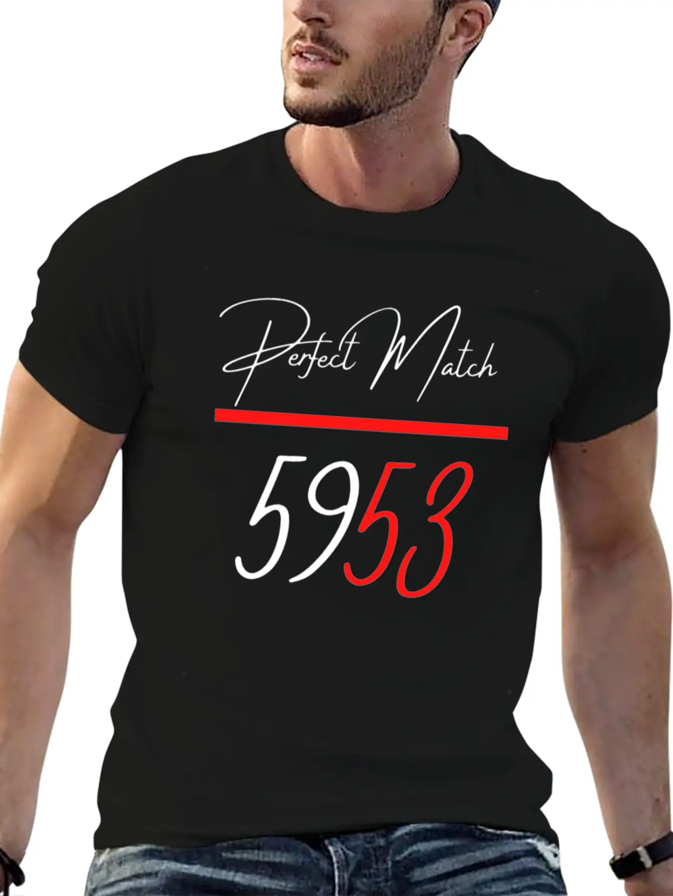 Perfect Match 5953 Red Line Unisex Short Sleeve Soft Cotton T-Shirt – Casual Everyday Wear