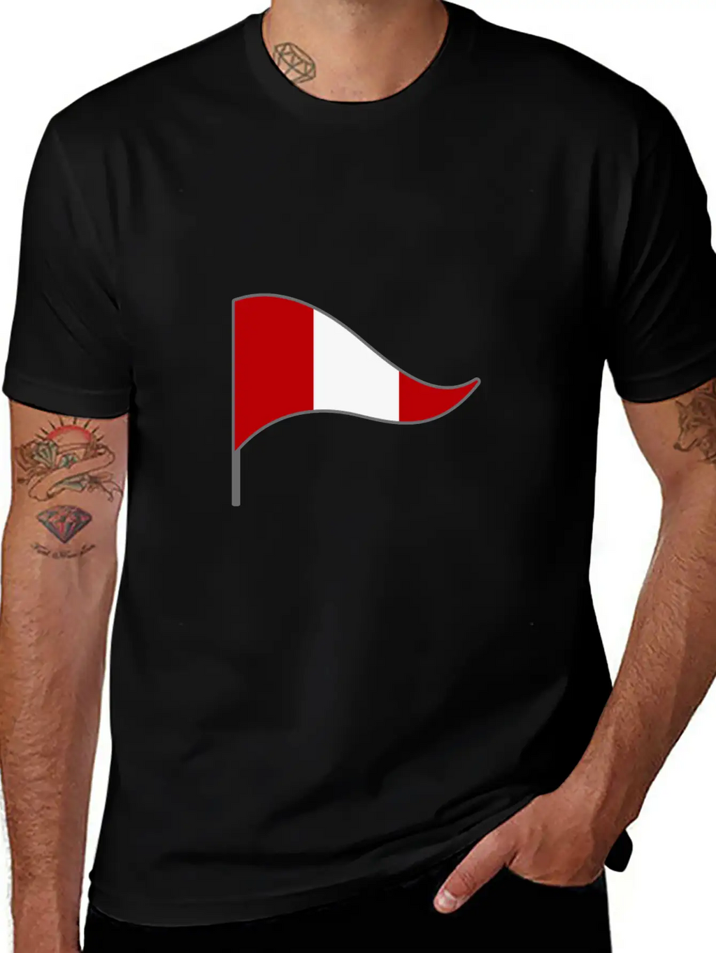 Peru Lima Flag Banner Flags Ensigns Unisex Short Sleeve Soft Cotton T-Shirt – Casual Everyday Wear