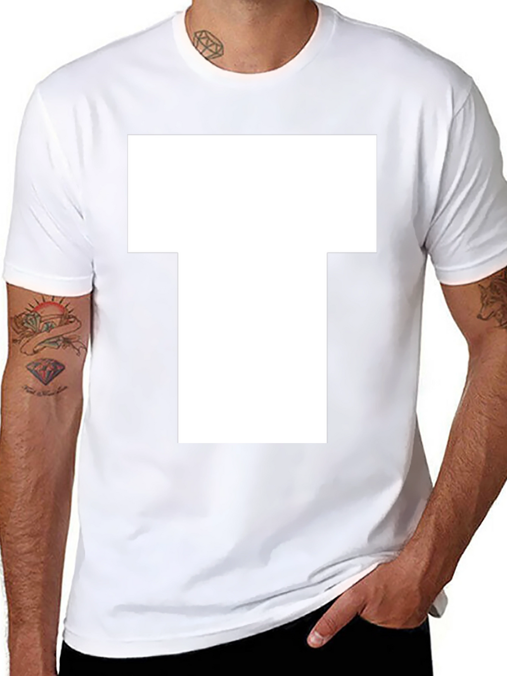 White Block T Graphic Black T-Shirt