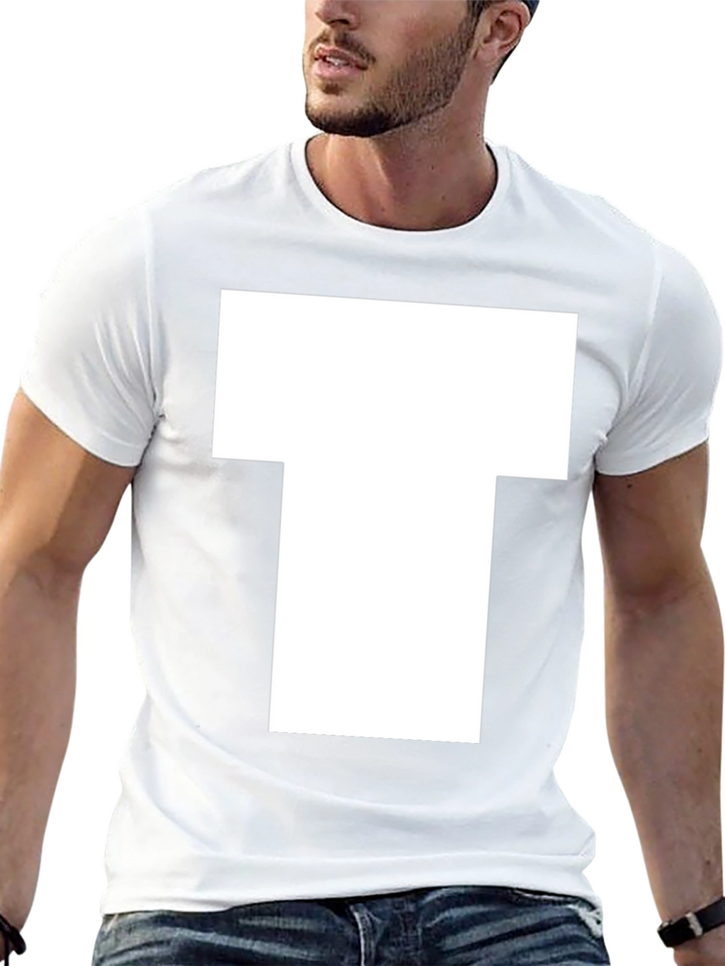 White Block T Graphic Black T-Shirt