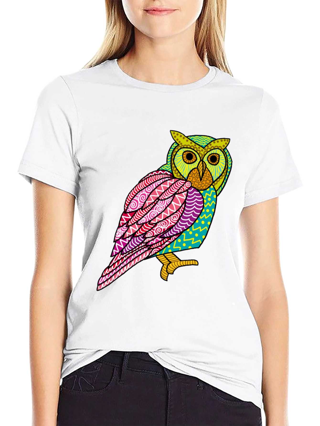 Abstract Owl Graphic Tee - Mens Black T-Shirt