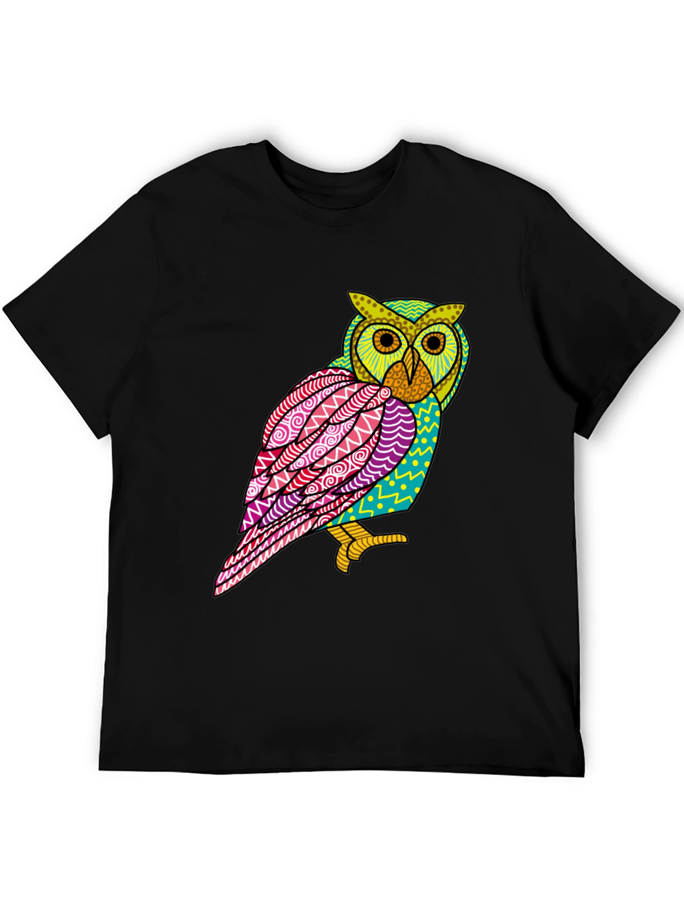 Abstract Owl Graphic Tee - Mens Black T-Shirt